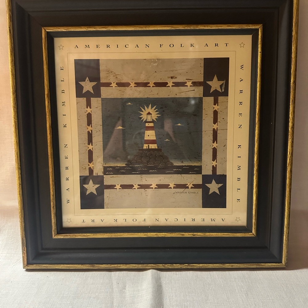 American Folk Art Lighthouse Framed Print